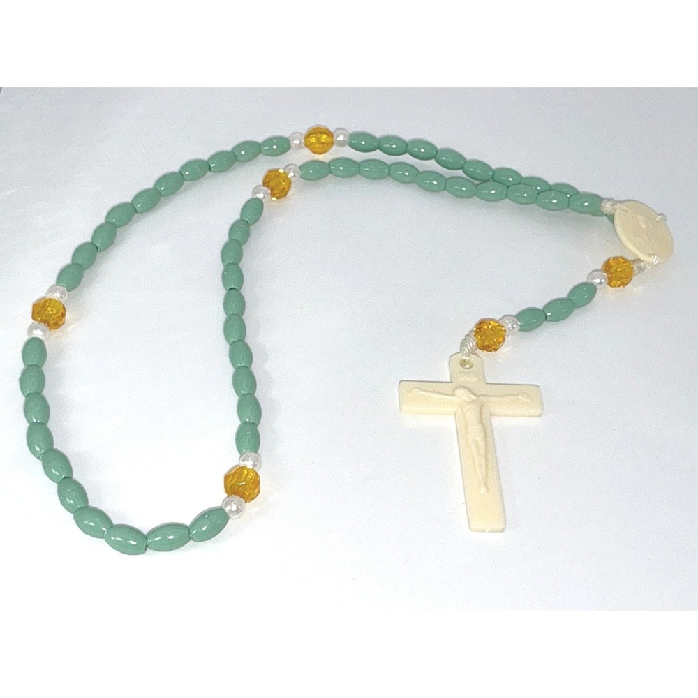 Mint Green Catholic‎ Rosary Beads 19" Plastic Prayer Beads Children
